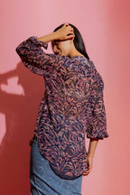 Navy / Pink Milano Chiffon Shirt