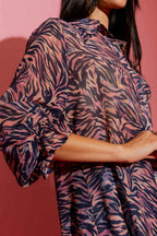 Navy / Pink Milano Chiffon Shirt