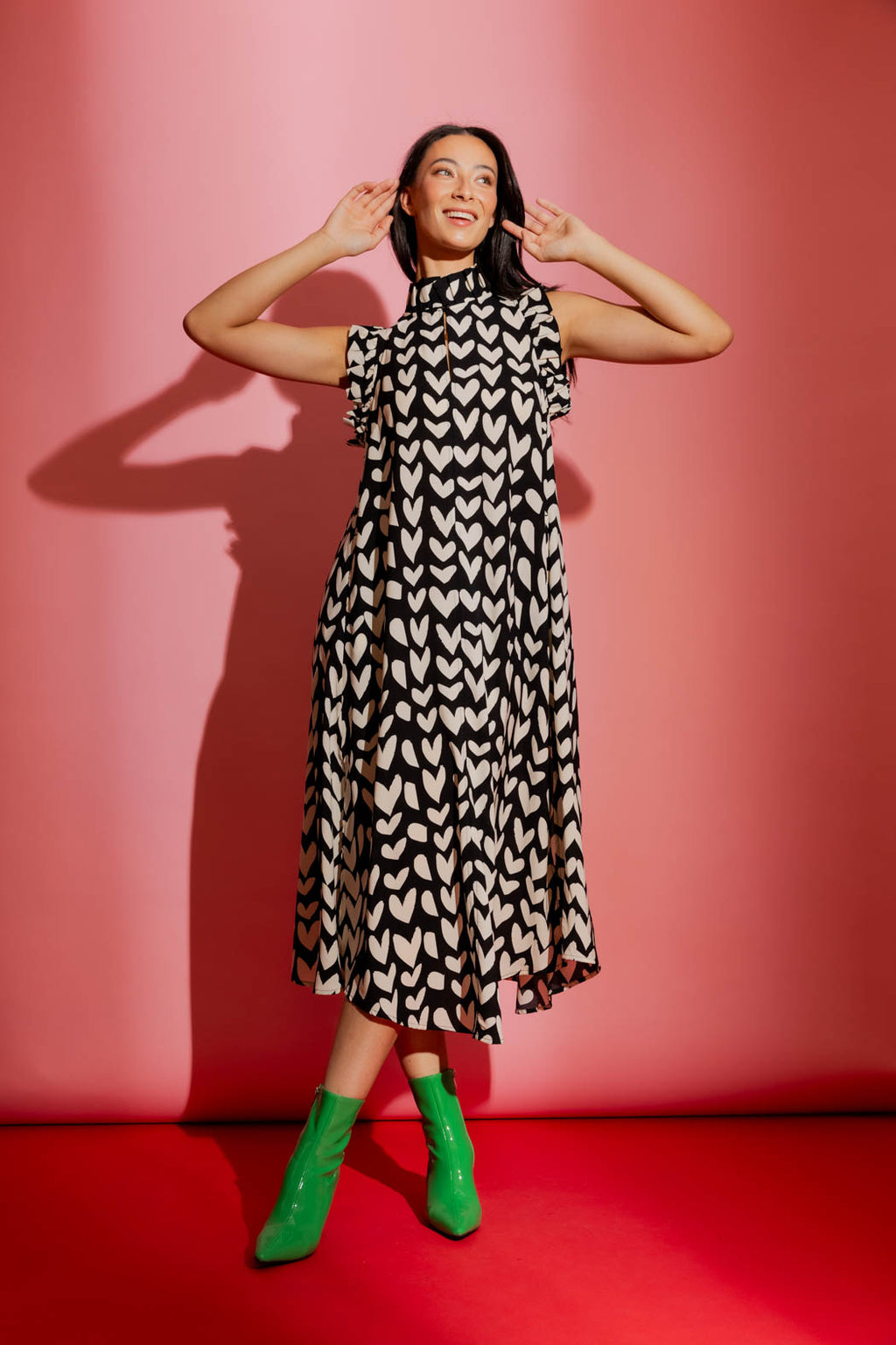 Ivory Hearts Ruffle Maxi Dress