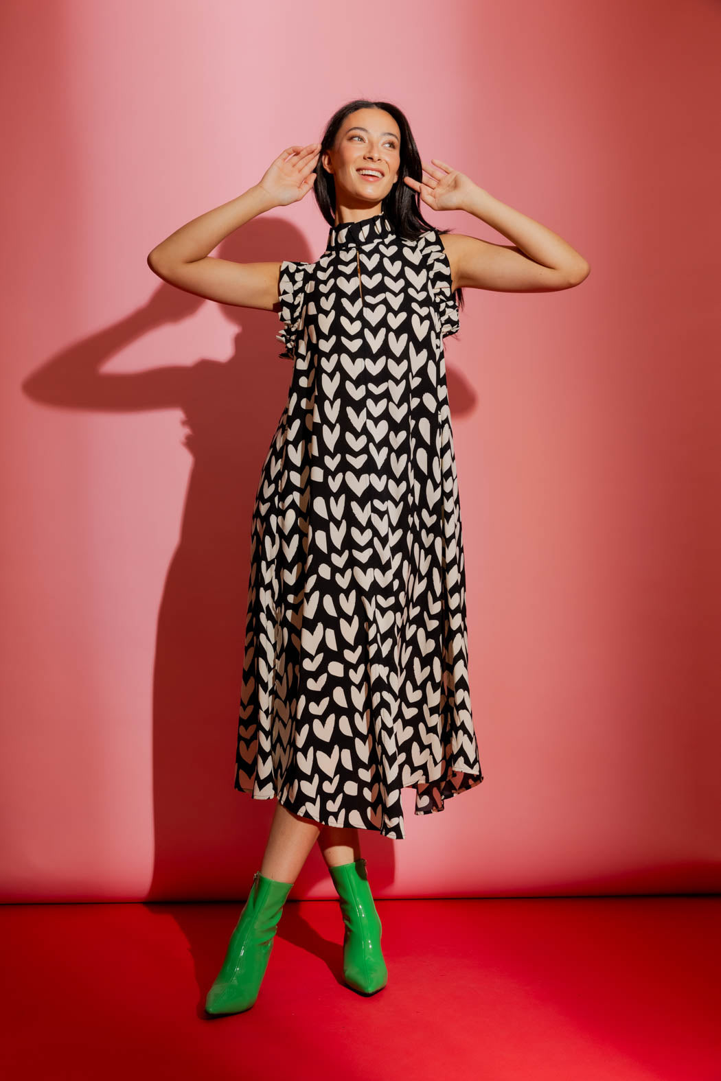 Ivory Hearts Ruffle Maxi Dress