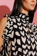 Ivory Hearts Ruffle Maxi Dress