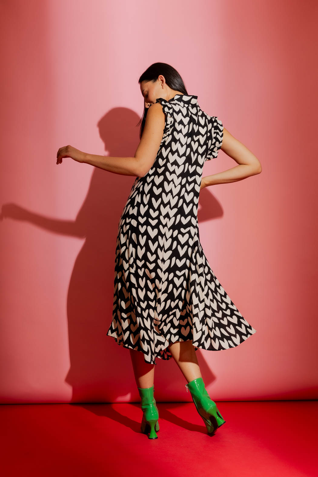 Ivory Hearts Ruffle Maxi Dress