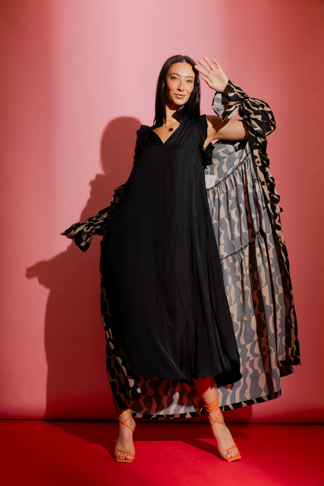 Black Ruffle Maxi Dress