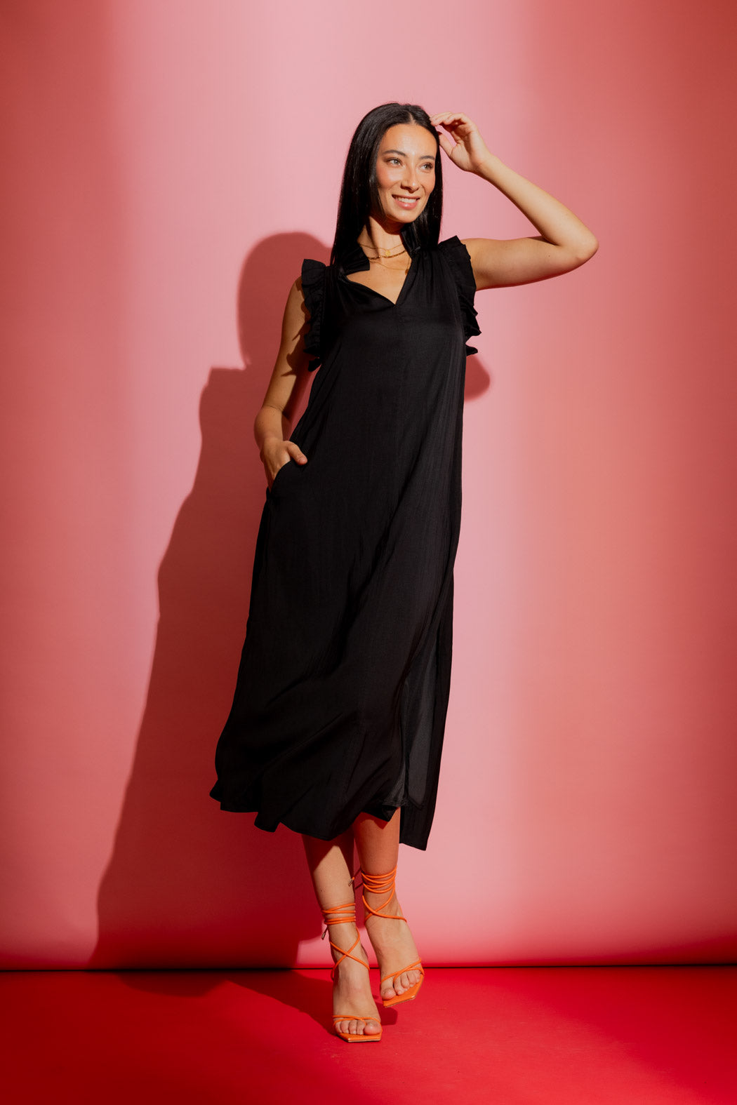 Black Ruffle Maxi Dress