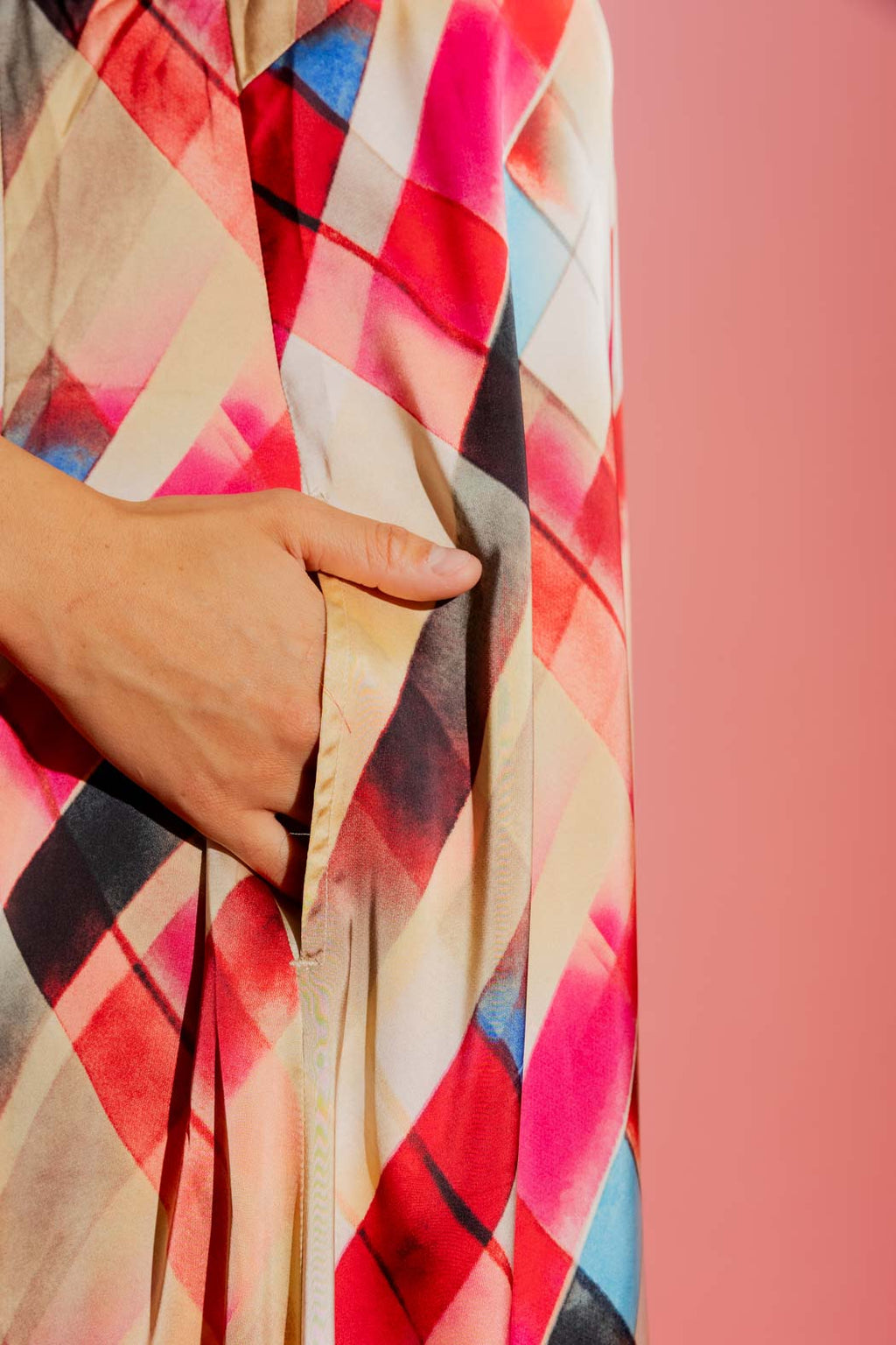 Red Check Ruffle Maxi Dress