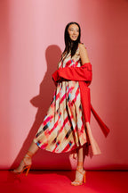 Red Check Ruffle Maxi Dress