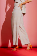 Natural Check Linen Crop Cleo Pant