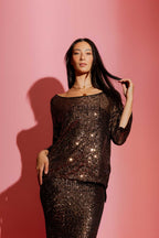 Copper Sequin Raglan Top