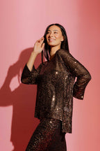 Copper Sequin Raglan Top