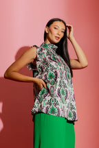 Green / Pink Ruffle Cami