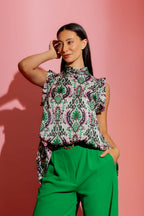 Green / Pink Ruffle Cami