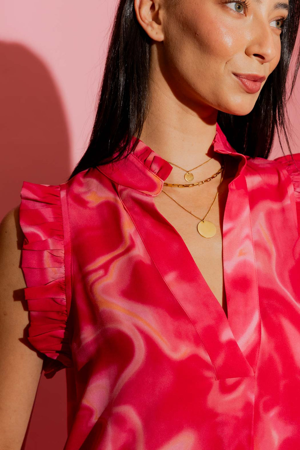 Red Swirl Ruffle Blogger Cami