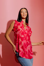 Red Swirl Ruffle Blogger Cami