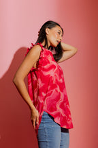 Red Swirl Ruffle Blogger Cami