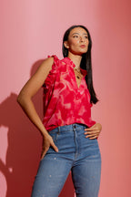 Red Swirl Ruffle Blogger Cami