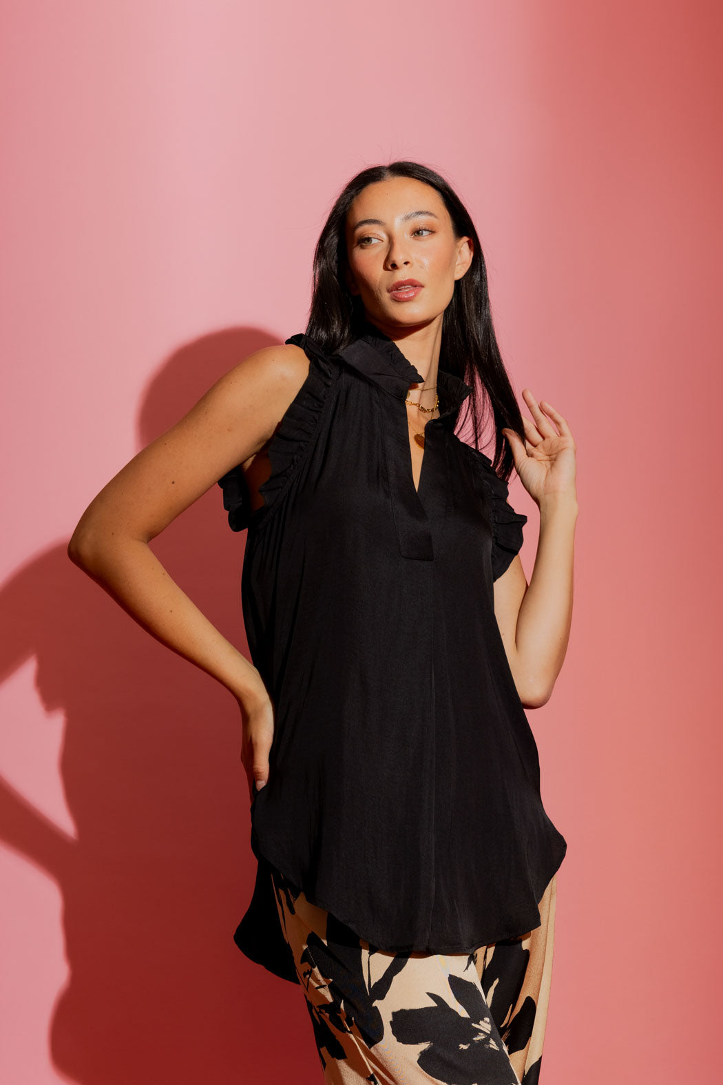 Black Ruffle Blogger Cami