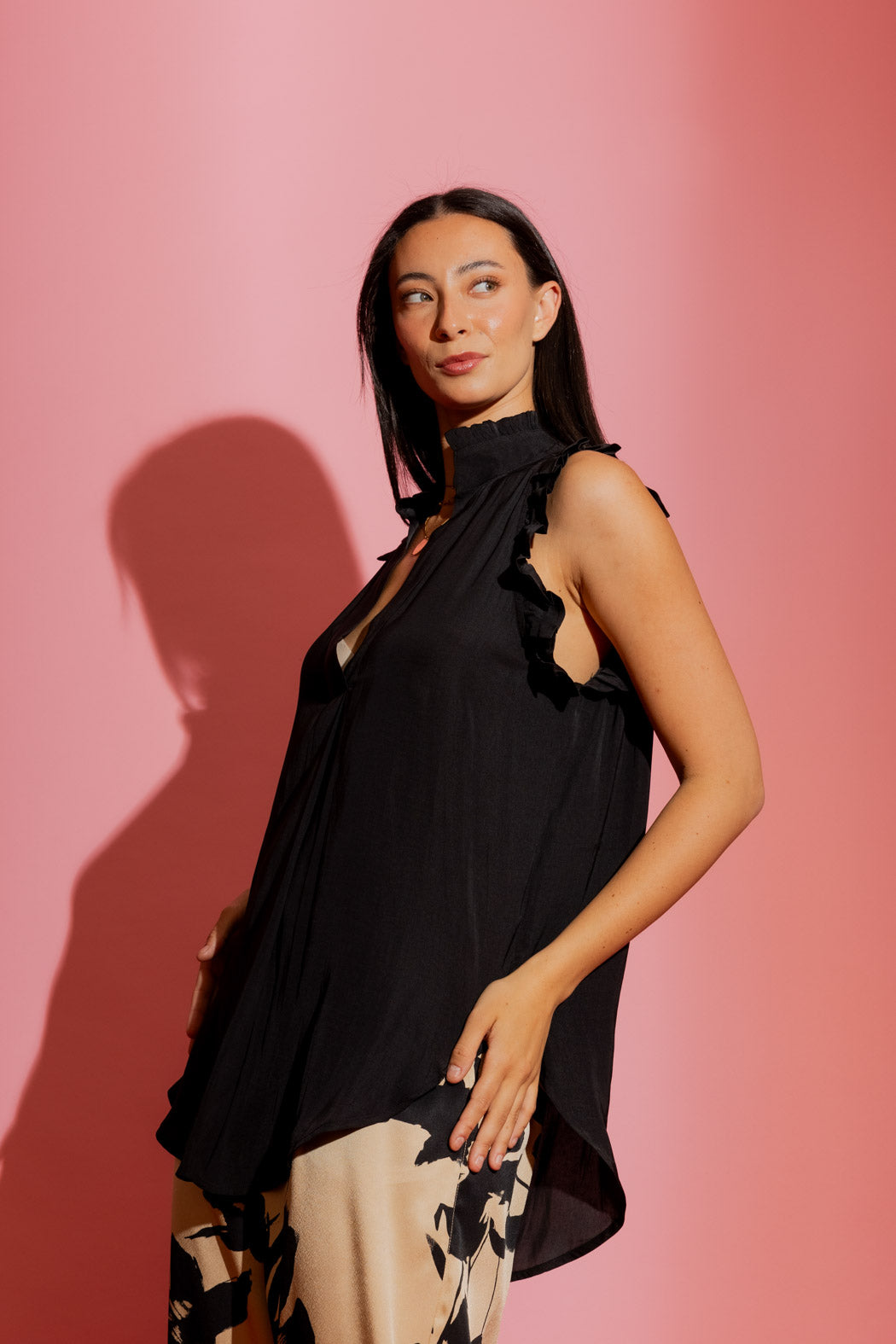 Black Ruffle Blogger Cami