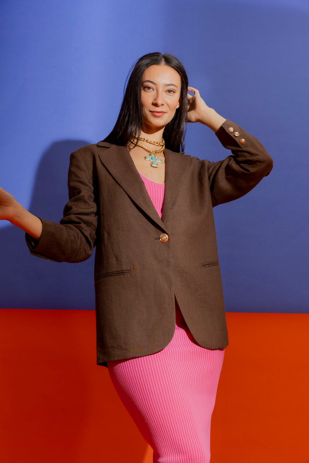 Latte Linen Grandpa Blazer