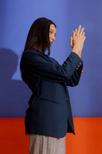 Navy Linen Grandpa Blazer