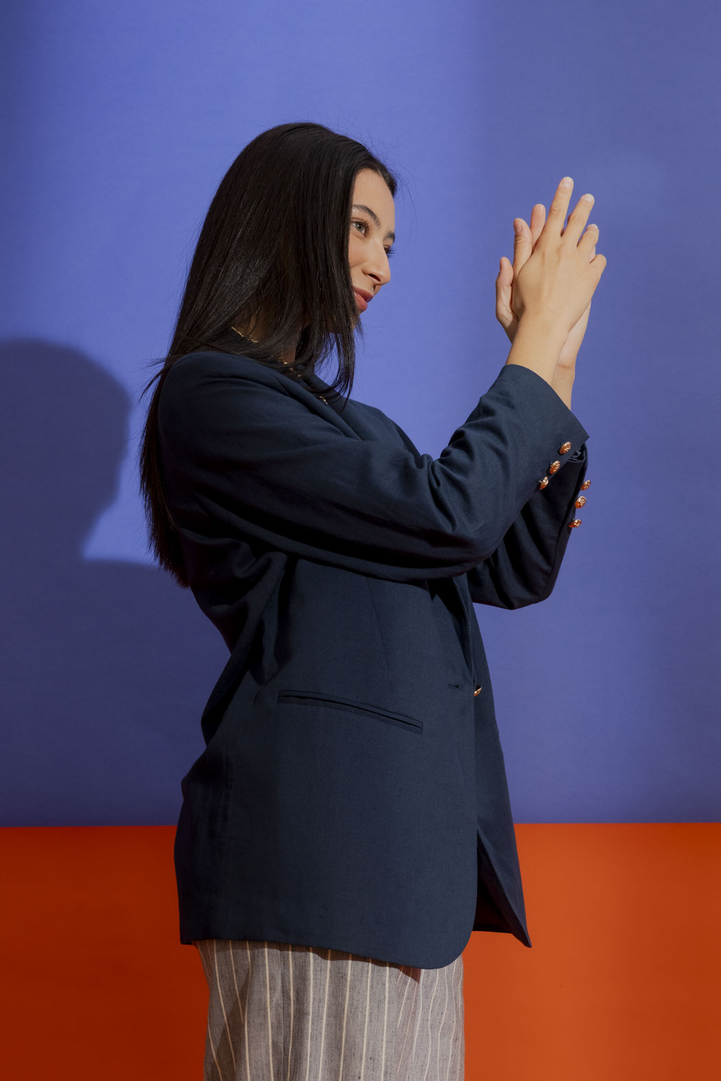 Navy Linen Grandpa Blazer