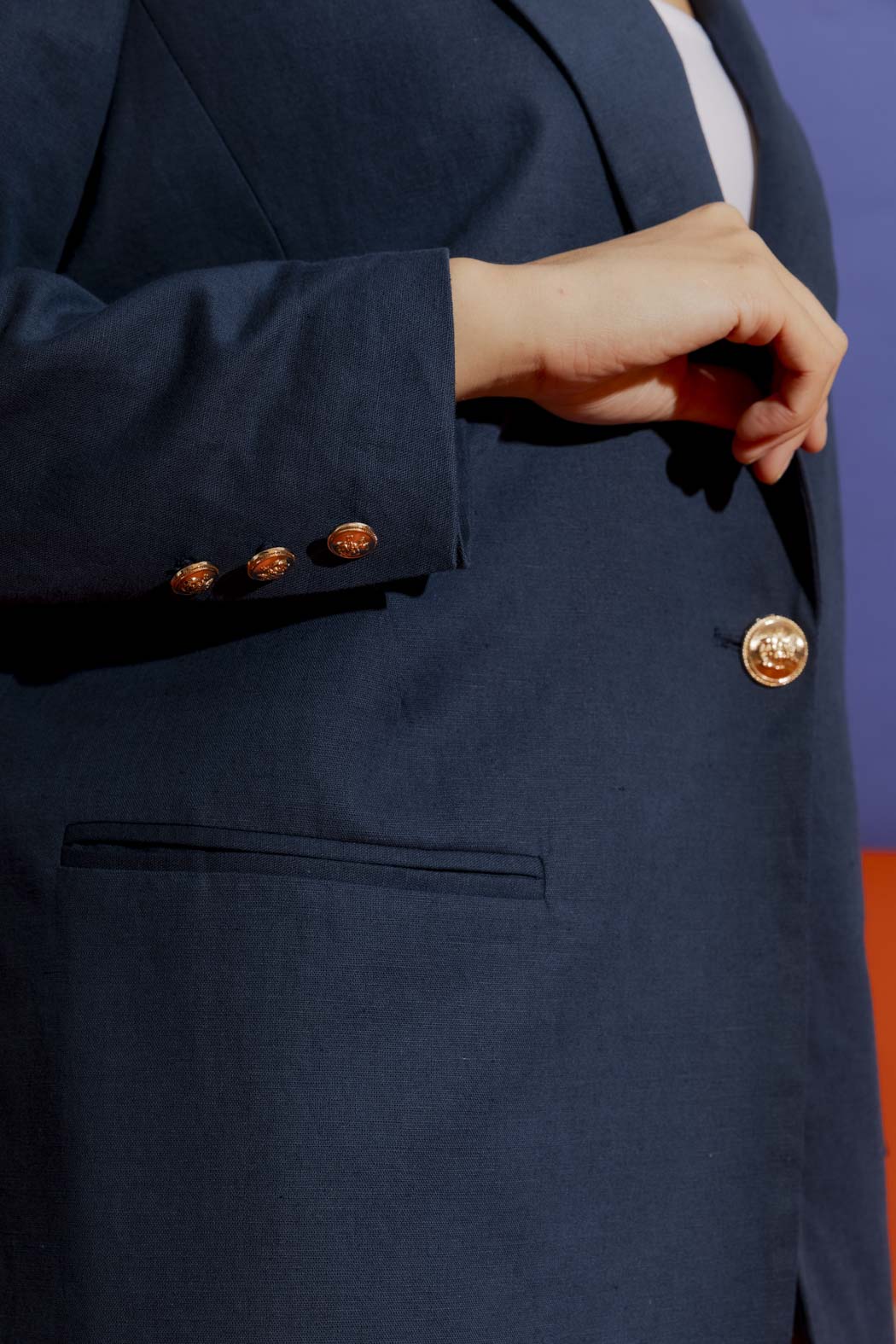 Navy Linen Grandpa Blazer