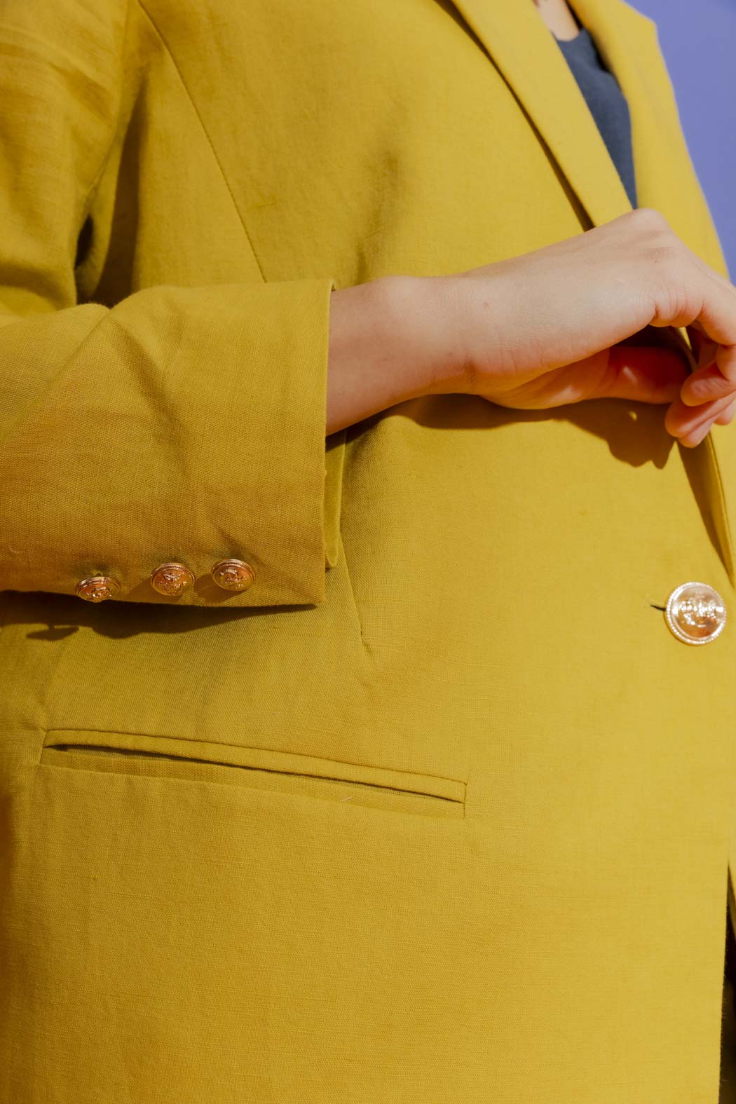 Marigold Linen Grandpa Blazer