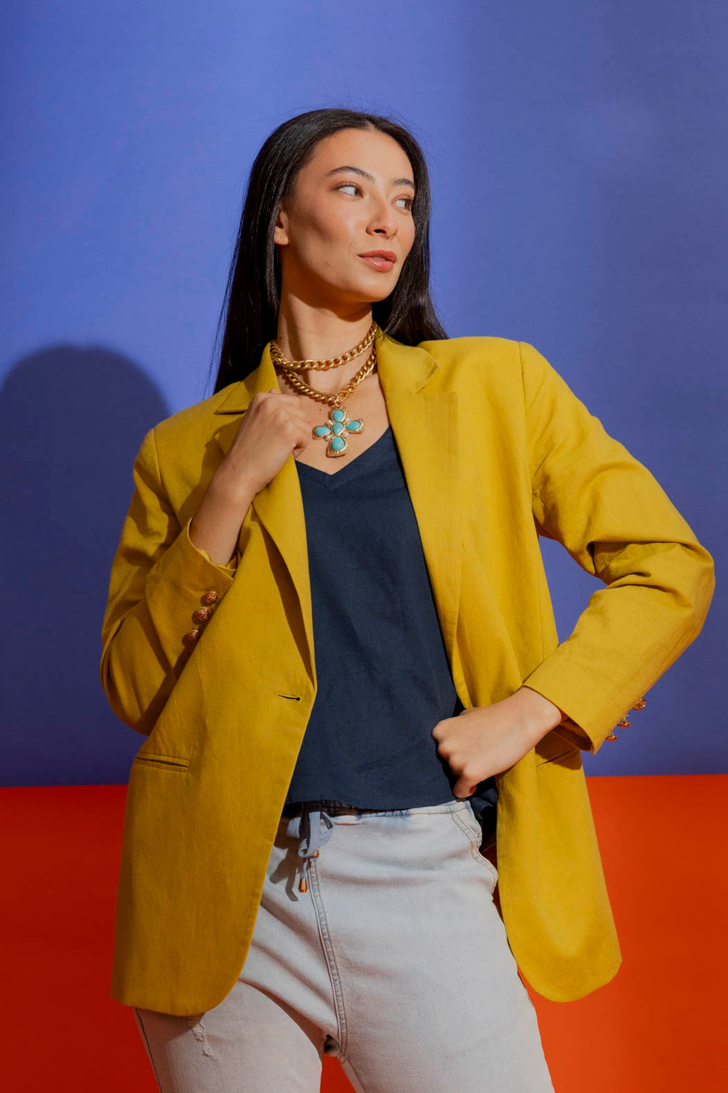 Marigold Linen Grandpa Blazer