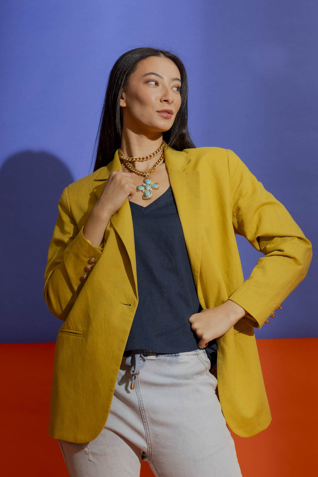 Marigold Linen Grandpa Blazer
