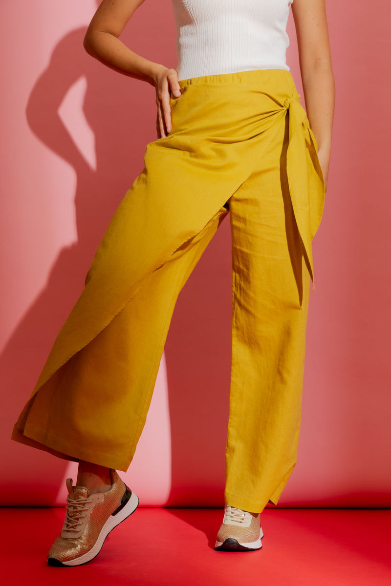 Marigold Linen Sarong Tie Pant