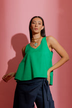 Green Linen Bell Cami