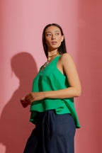 Green Linen Bell Cami