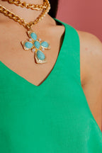 Green Linen Bell Cami