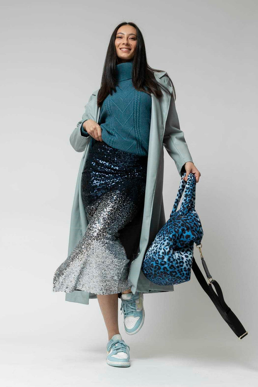 Navy Sequin Ombre Skirt