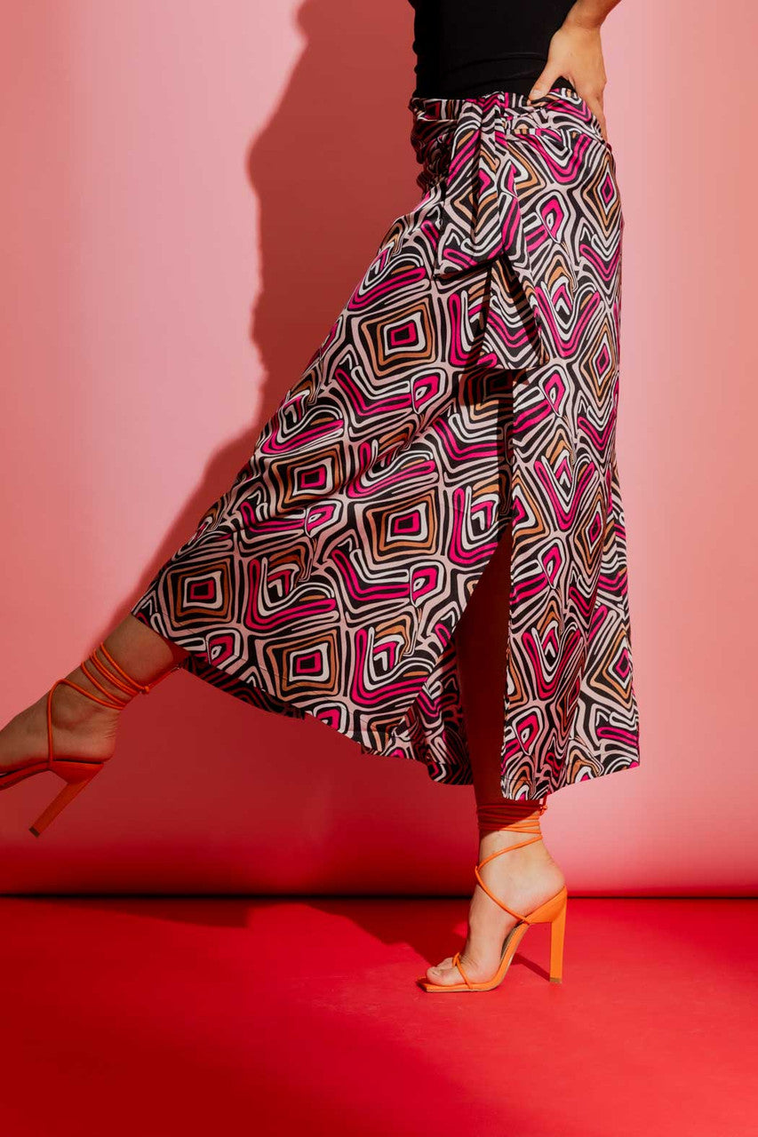 Pink Swirl Knot Front Skirt Pink Swirl