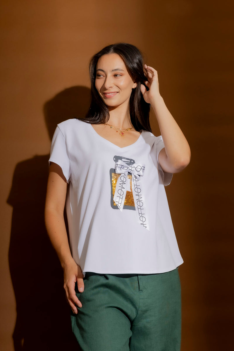 White Perfume Bow T-Shirt