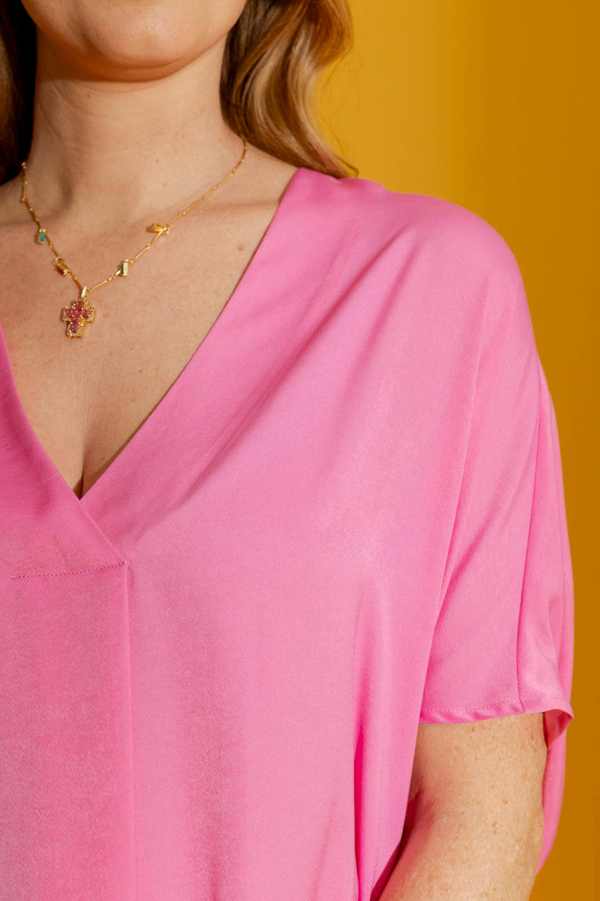 Pink Silky Bondi Top