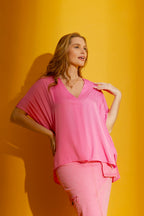 Pink Silky Bondi Top