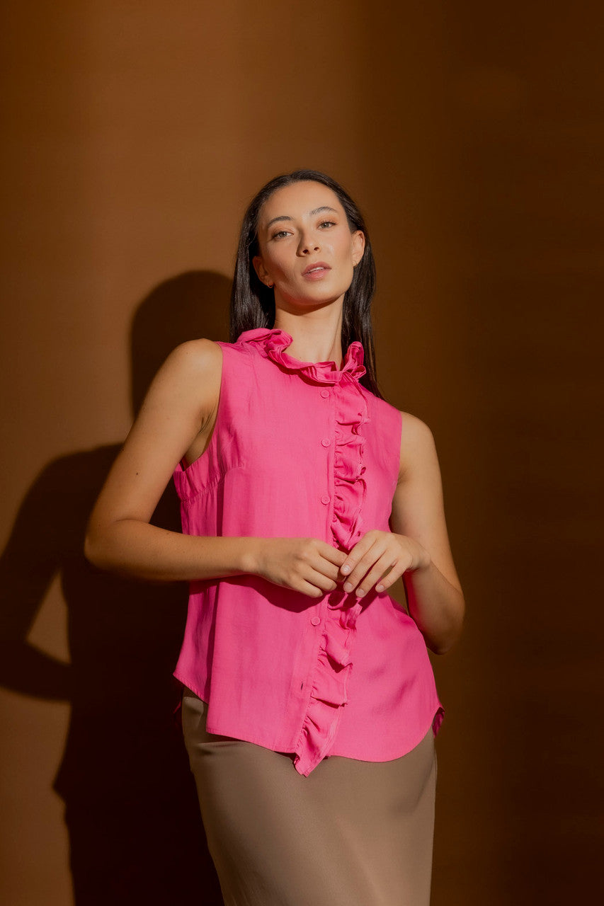 Pink Double Ruffle Cami