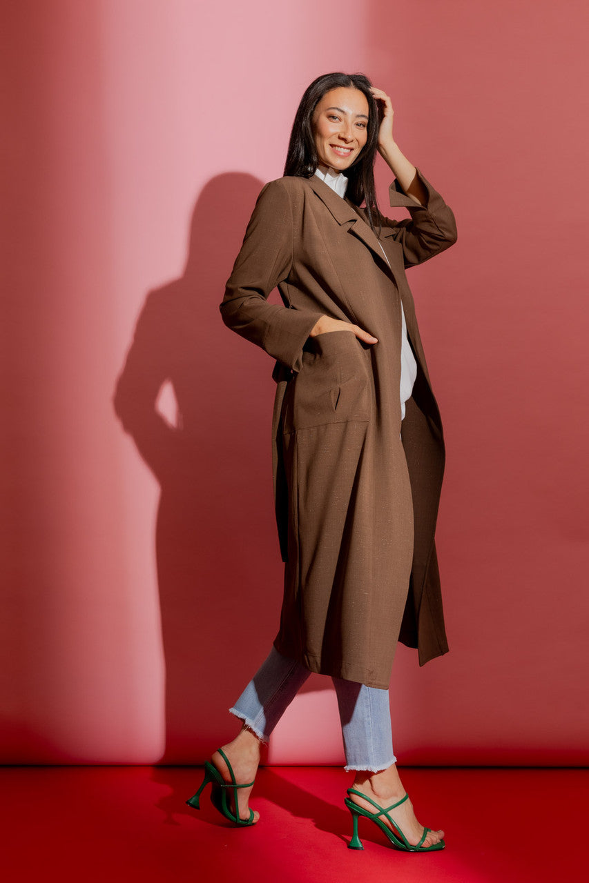 Coffee Shimmer Trench Coat