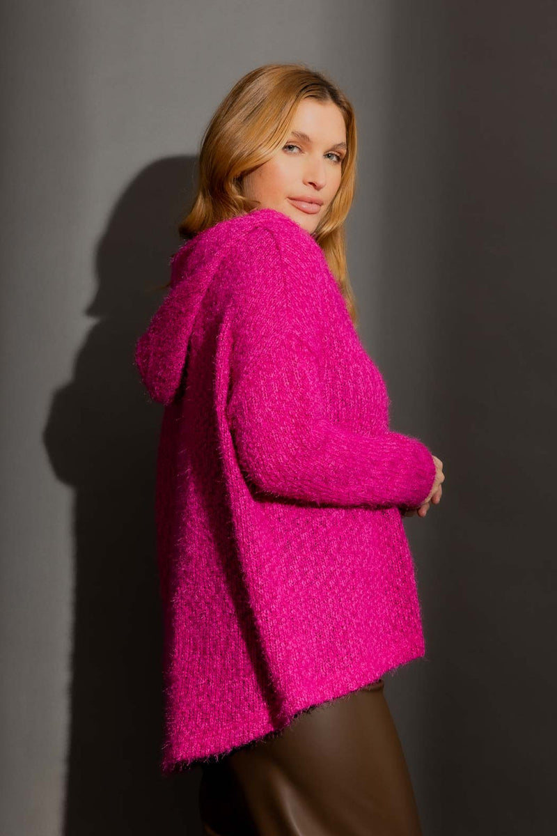 Pink Fluffy Hood Cardi