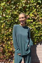 Teal Lux Knit Crew Neck Top