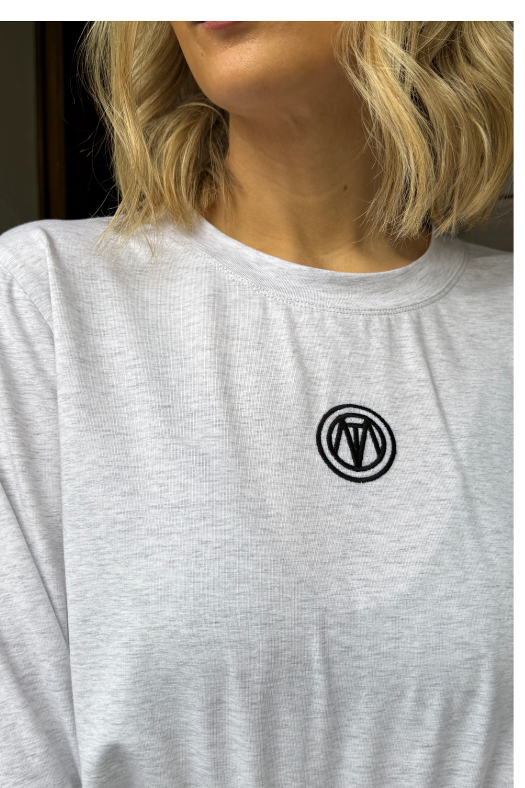 Grey Marle Embroidered Tee