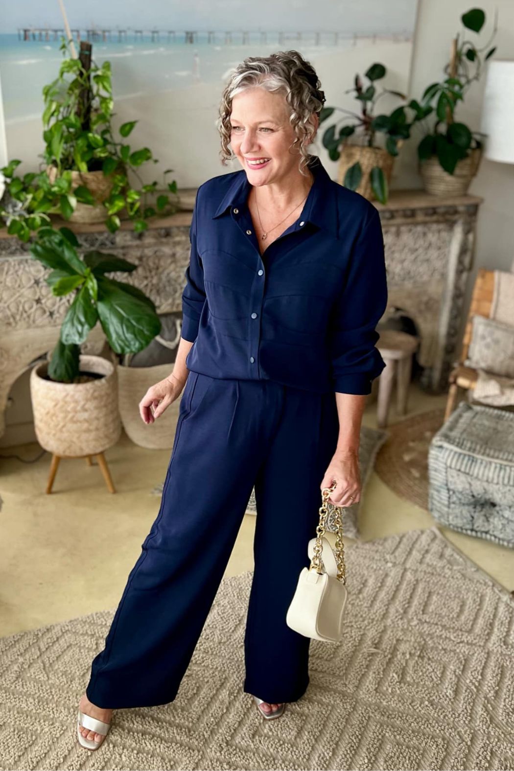 Navy Wide Leg Pant