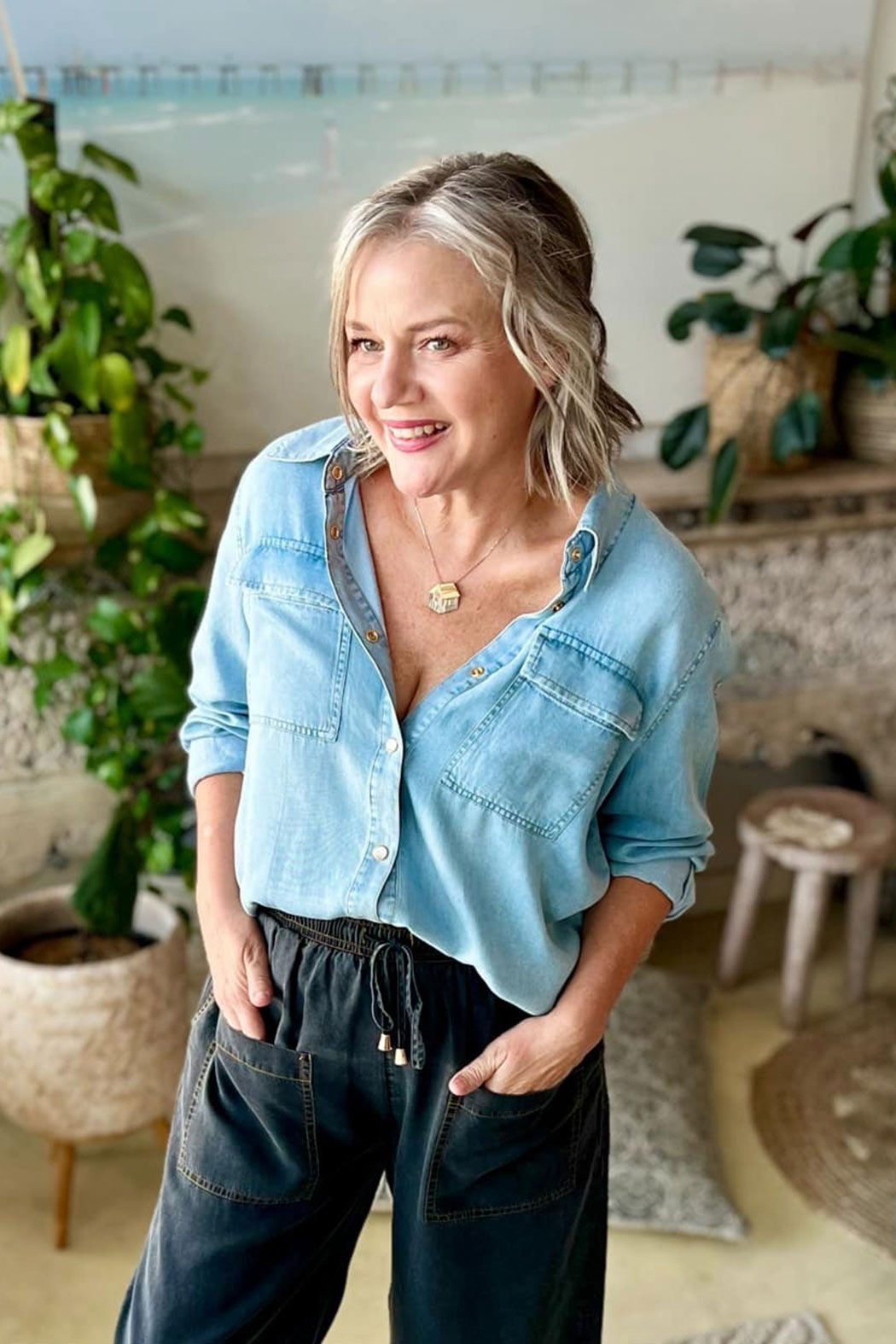 Washed Blue Tencel Asana Shirt Washed Blue