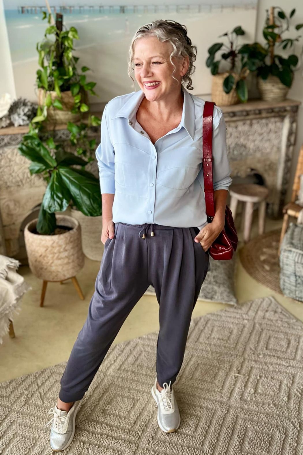 Grey Lux Slouch Pant