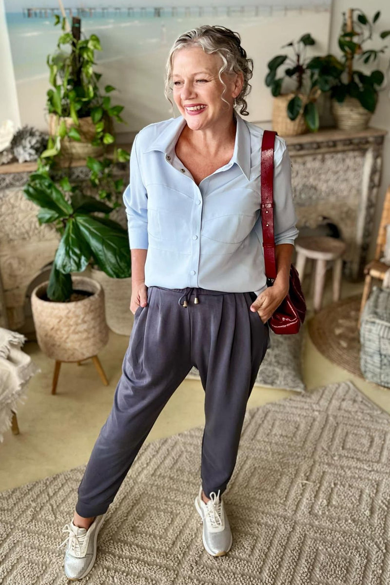 Grey Lux Slouch Pant