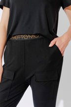 Black Tencel Pull On Cargo Pant