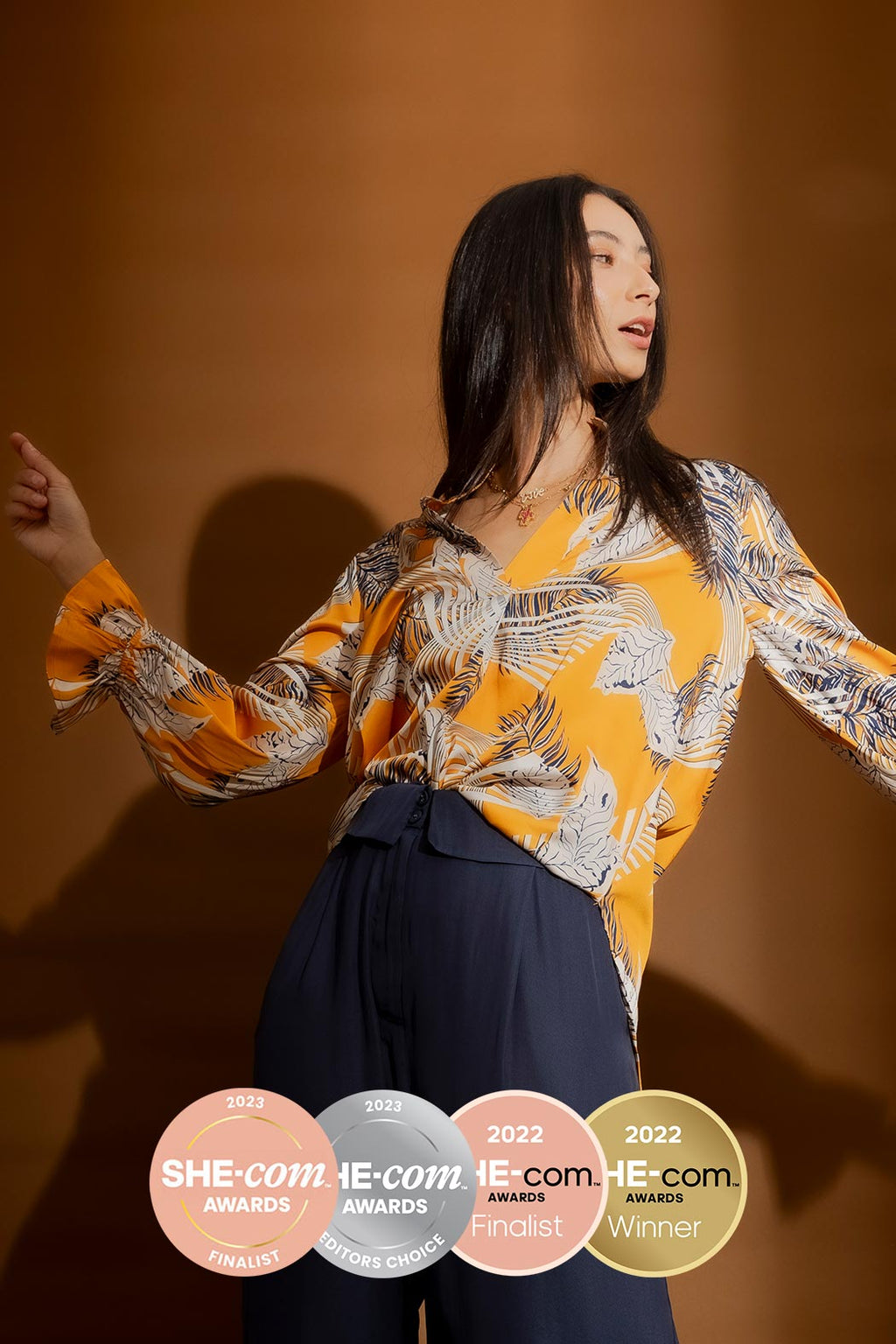 Fern Print Femme Blogger Shirt Yellow