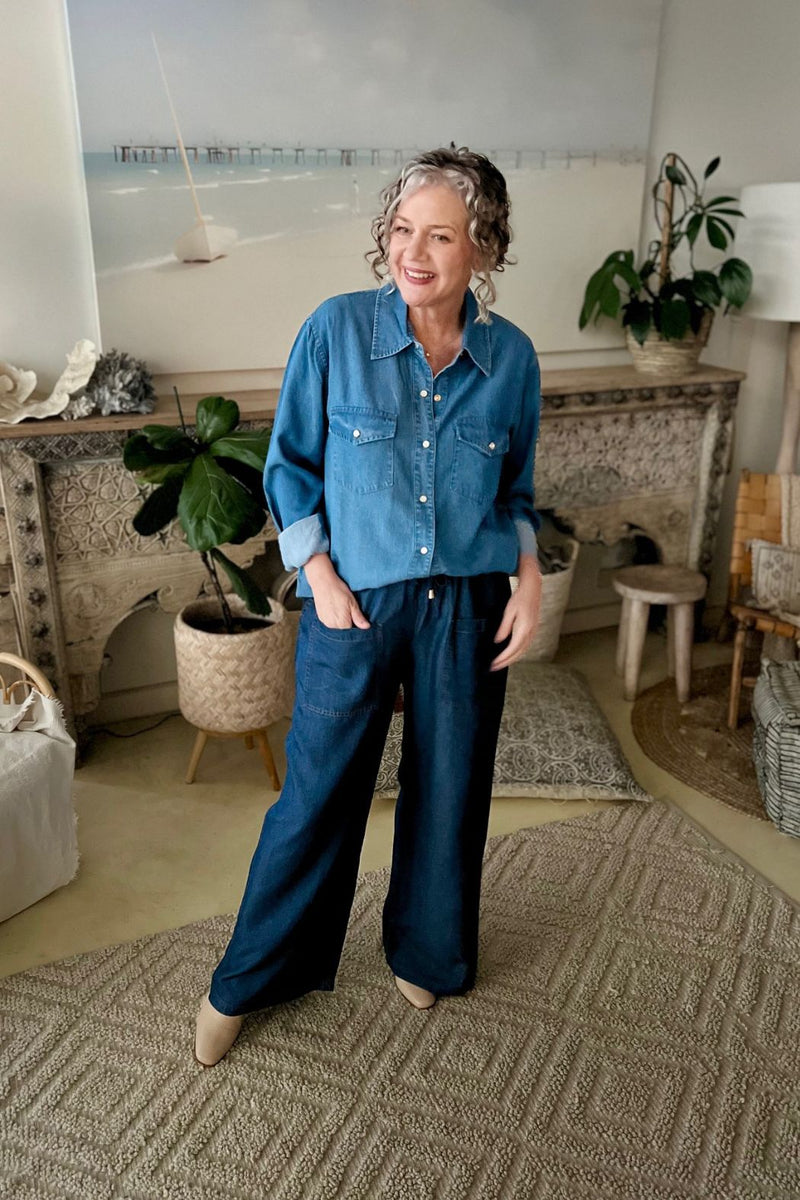 Mid Denim Tencel Vintage Shirt