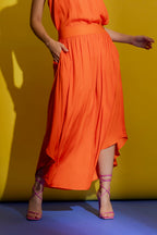 Orange Silky Slip Skirt
